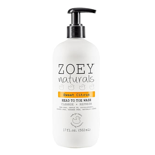 Absolutely Natural Zoey Naturals Fragrance-Free Head to Toe Baby & Toddler Wash – Tear-Free Body Wash and Shampoo with Gentle pH for Sensitive Skin – 9.65 oz