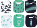 Maiwa 6 Pack Waterproof Cotton Baby Bibs for Girls Boys for Drooling Eating with Snaps