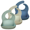 Hippypotamus Silicone Baby Bibs - Soft Waterproof Bibs for Babies & Toddlers (3, Sage/Nude/Fog)