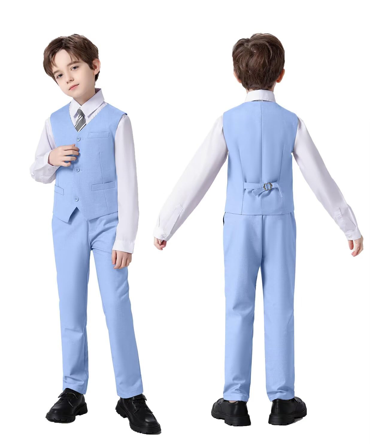 Boys Suit Slim 6 Piece Formal Kids Tux Suits Prom Boy Outfit Sky Blue 3