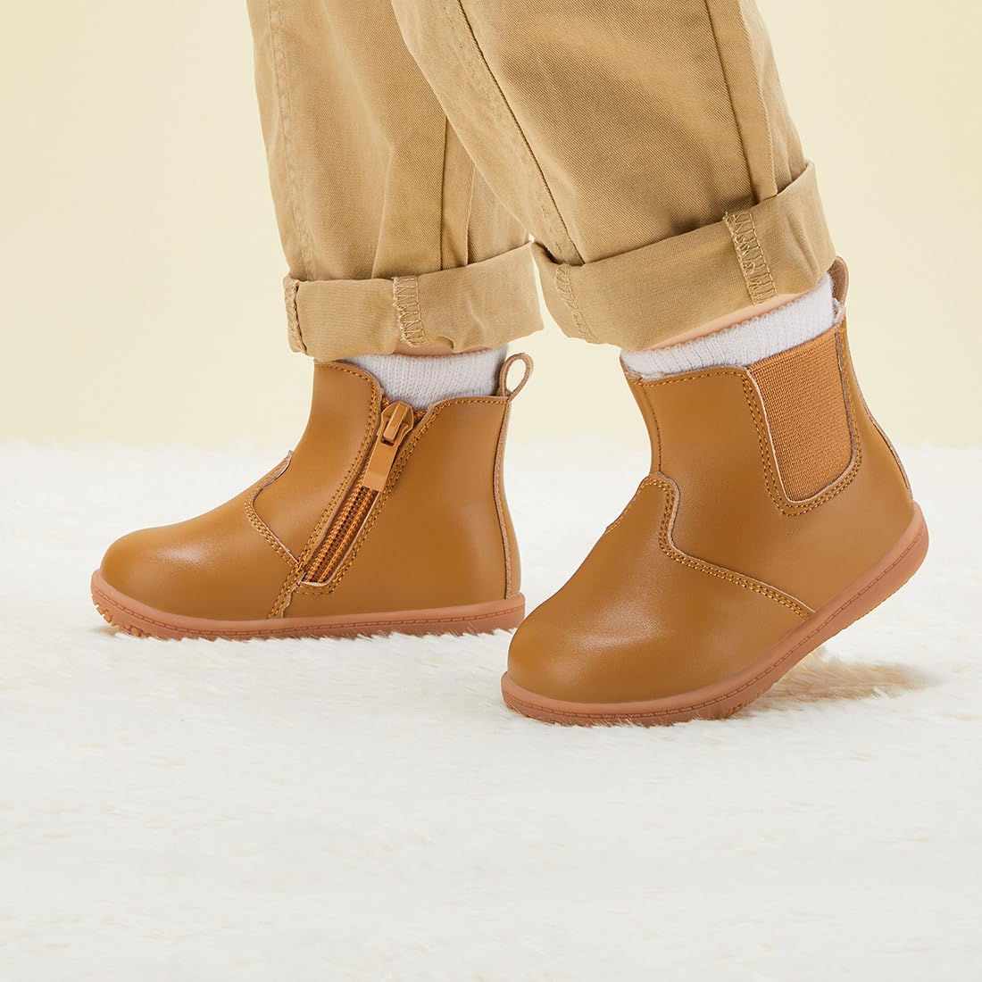 BMCiTYBM Baby Girls Boys Boots High Top First Walking Shoes Brown Size 18-24 Months Toddler