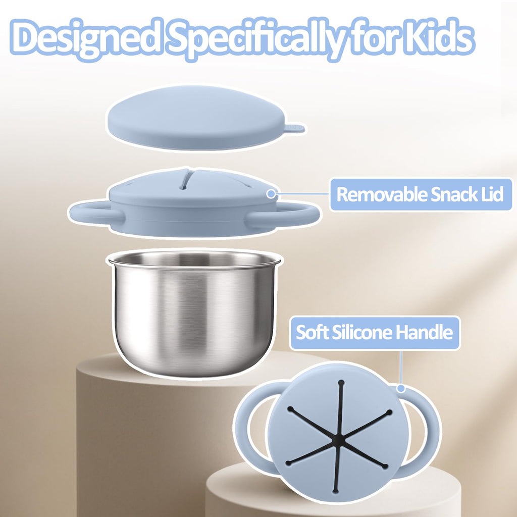 BUSOHA 2 Pack 9 oz Spill Proof Stainless Steel Toddler Snack Cups