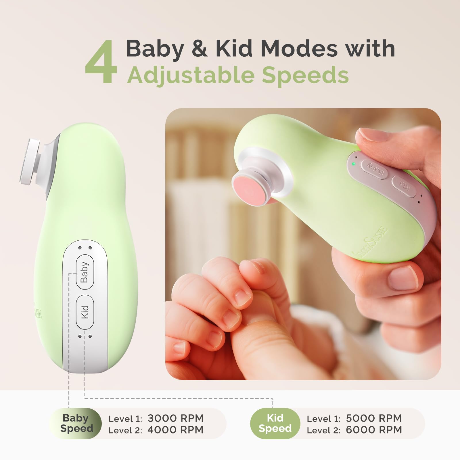 MelodySusie Baby Nail File PC20F with Night Light for Newborn Nail Care