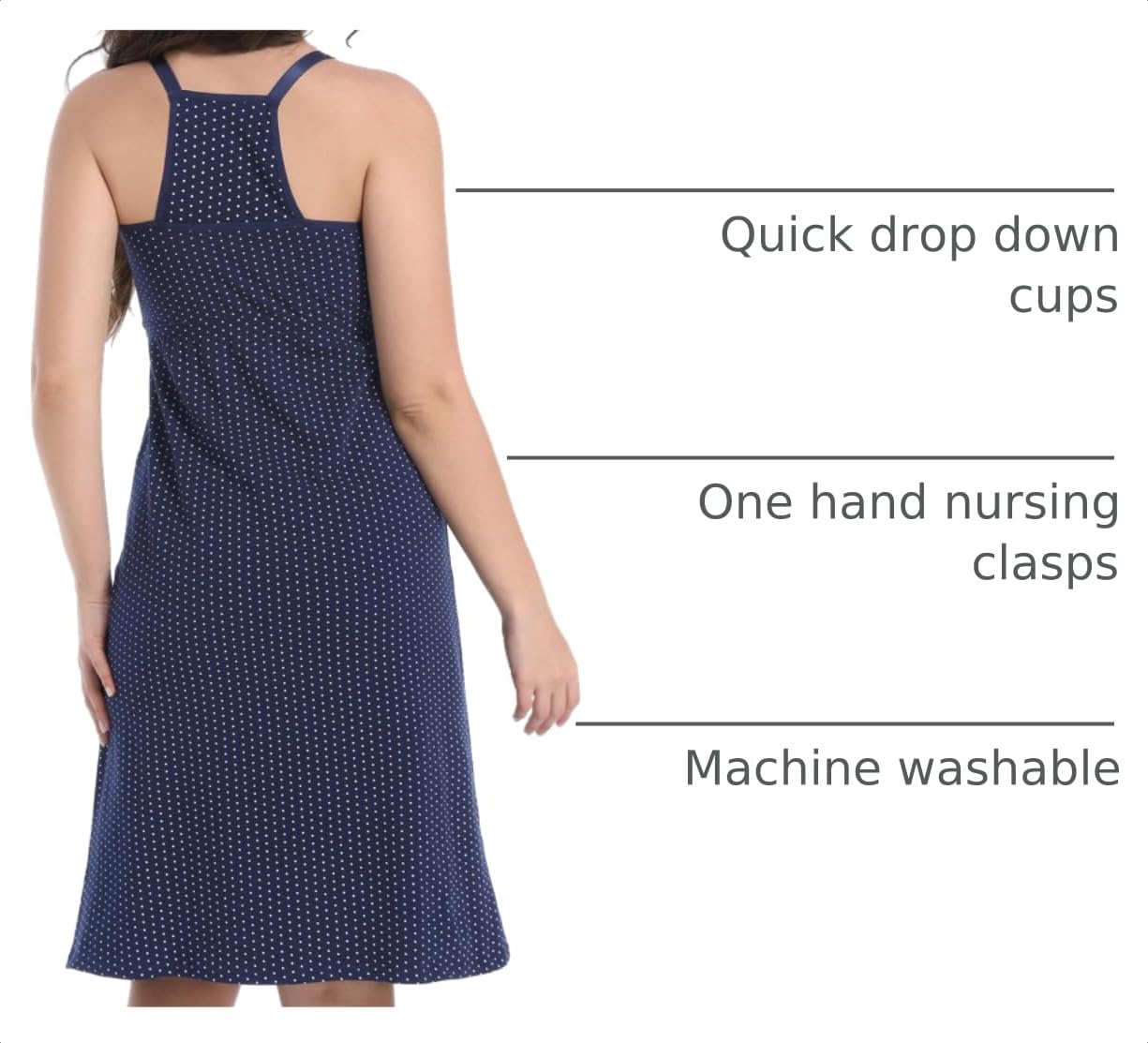 SUIEK 3-Pack Nursing Nightgown Maternity Tank Tops Breastfeeding Sleepshirt