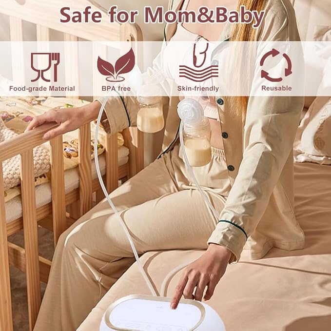 Full Breast Pump Parts with 21mm Oval Soft Rim Flanges and Wide-Mouth Base Connector for Spectra S2 S1 9 Plus SG, Medela, Lansinoh Pumps, Include Flange, Valve, Backflow Protector, Tubing and Bottle