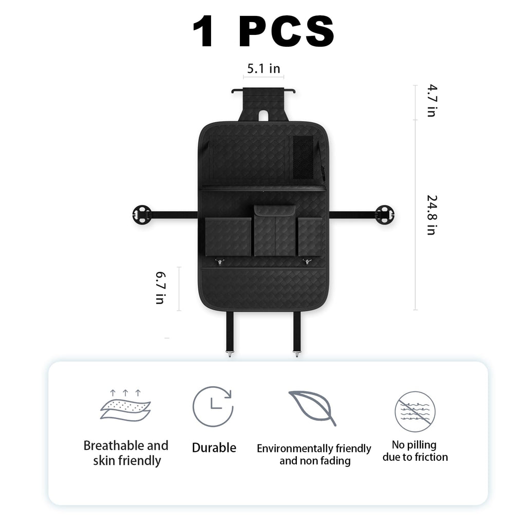 XDV Car Seat Organizers,Multi-functional Back Seat Protectors, Storage Pouches, and Tray Holders (for Cars, Kids, Seat Back and Rear Seats) (Woven Black, 1 Pcs)