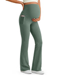 G4Free Maternity Leggings Pregnancy Workout Pants for Yoga,Gray Sage,S,Tall