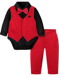 Baby Boy Valentines Outfit Christmas Dress Suit Black and Red 9-12 Months