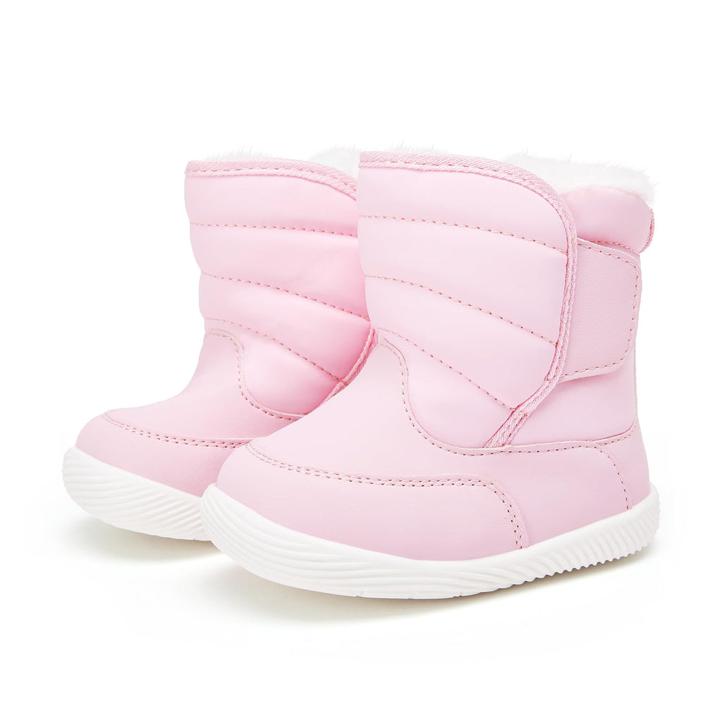 BMCiTYBM Baby Waterproof Snow Boots Infant Boy Girl Winter Booties Nonslip Lightweight Outdoor Warm Shoes for First Walkers 6 9 12 18 24 Months Pink Size 6-12 Months Infant
