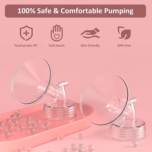 26mm Flanges Compatible with Spectra S2 S1 9 Plus Synergy Gold Breastpump, Not Original Spectra Replacement Pump Parts, Wide Mouth Flange Accessories for Elastic Nipples Work with Backflow Protector