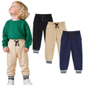 HILEELANG Boys Jogger Pants Cotton Sweatpants 3 Pack Pockets Khaki