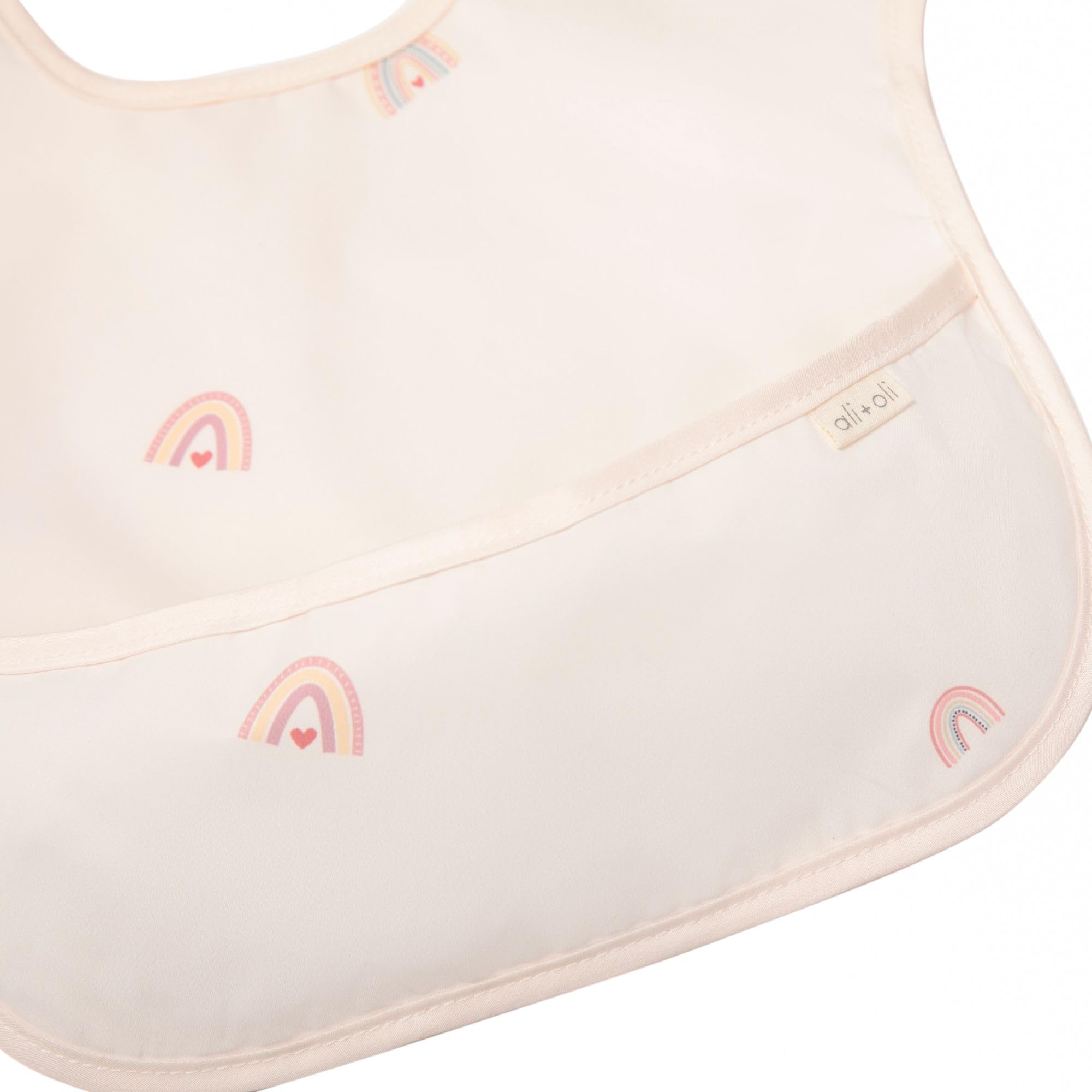 Ali+Oli Smock Bib for Baby (3-pc) Sleeveless Set (Girls) BPA-Free Oeko-Tex Certified, Mess Proof Baby Bib for Eating, Waterproof Baby Smock, Machine Washable, Toddlers Ages 6m+