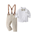 Boarnseorl Baby Boys Gentleman Outfits Pants Sets,Infant Shirt + Pants + Bow Tie + Suspenders,3-4Y