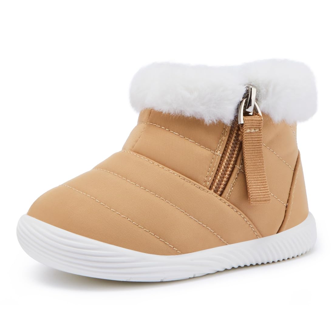 BMCiTYBM Baby Boy Girl Snow Boots Waterproof Infant Winter Warm Booties Nonslip Lightweight Outdoor Shoes for First Walkers 6 9 12 18 24 Months Camel Size 12-18 Months