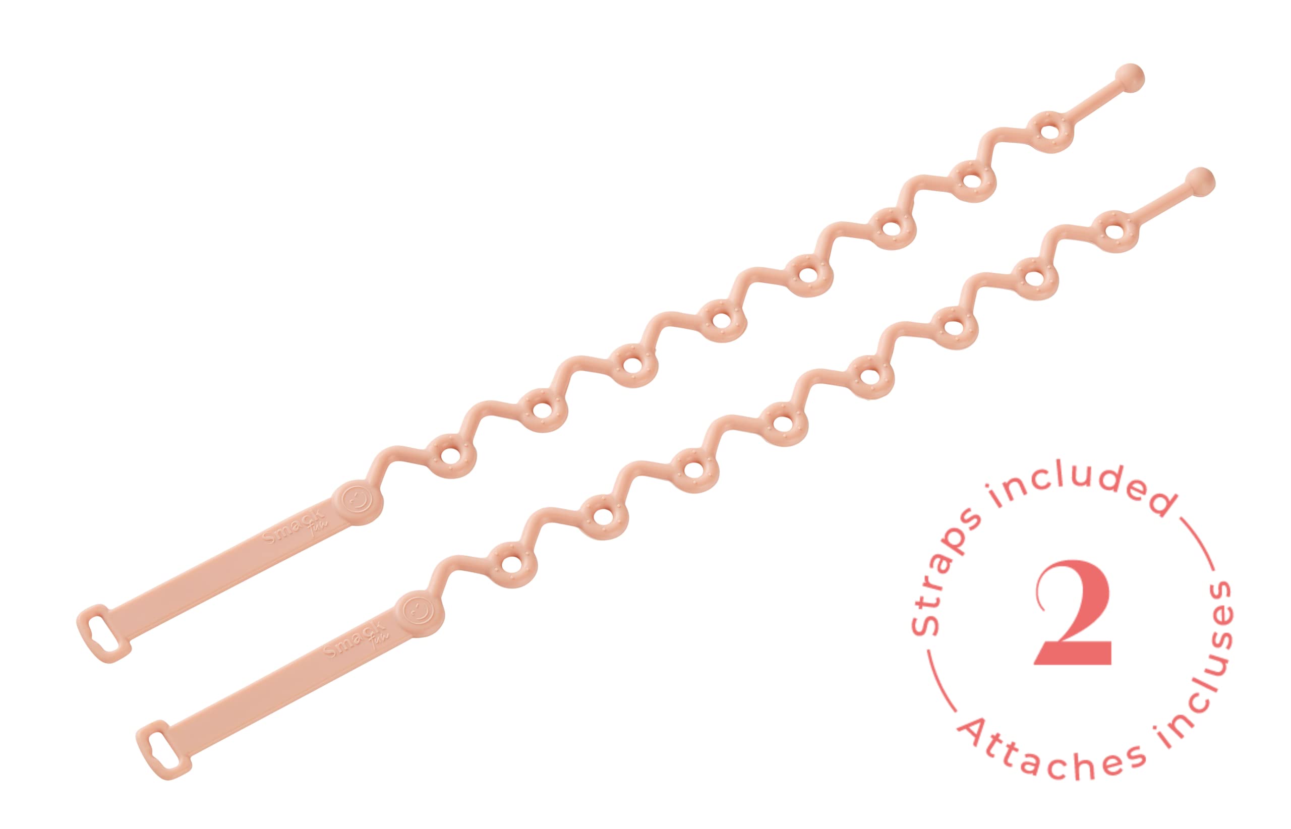 Smack Fun - The Original All-in-one Suction Plates + Safety Toy Straps - Silicone Suction Plates for Toddlers + Baby - First Foods + Self-Feeding. Comes with 2 Straps (Blush)