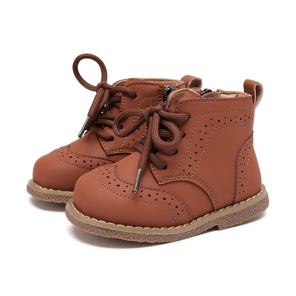 BMCiTYBM Baby Boys Girls Boots Infant Oxford Shoes First Walking Booties for All Seasons for 6 9 12 15 18 24 Months Brown Size 6-12 Months Infant