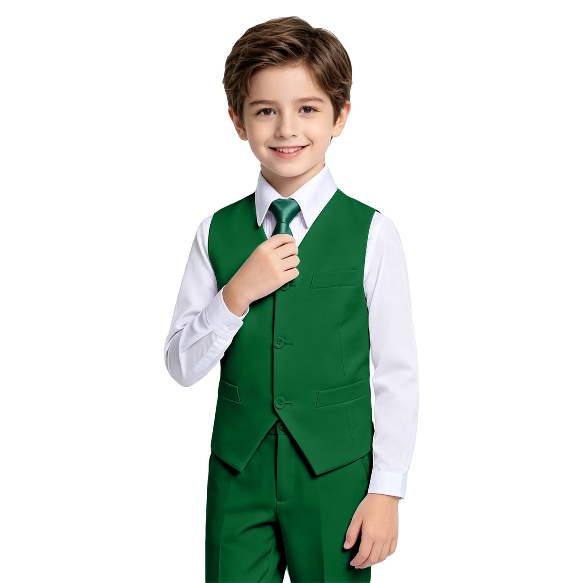 Lycody Boys Suit Vest Set Formal Dress Suits Wedding Outfit, Green, 2T