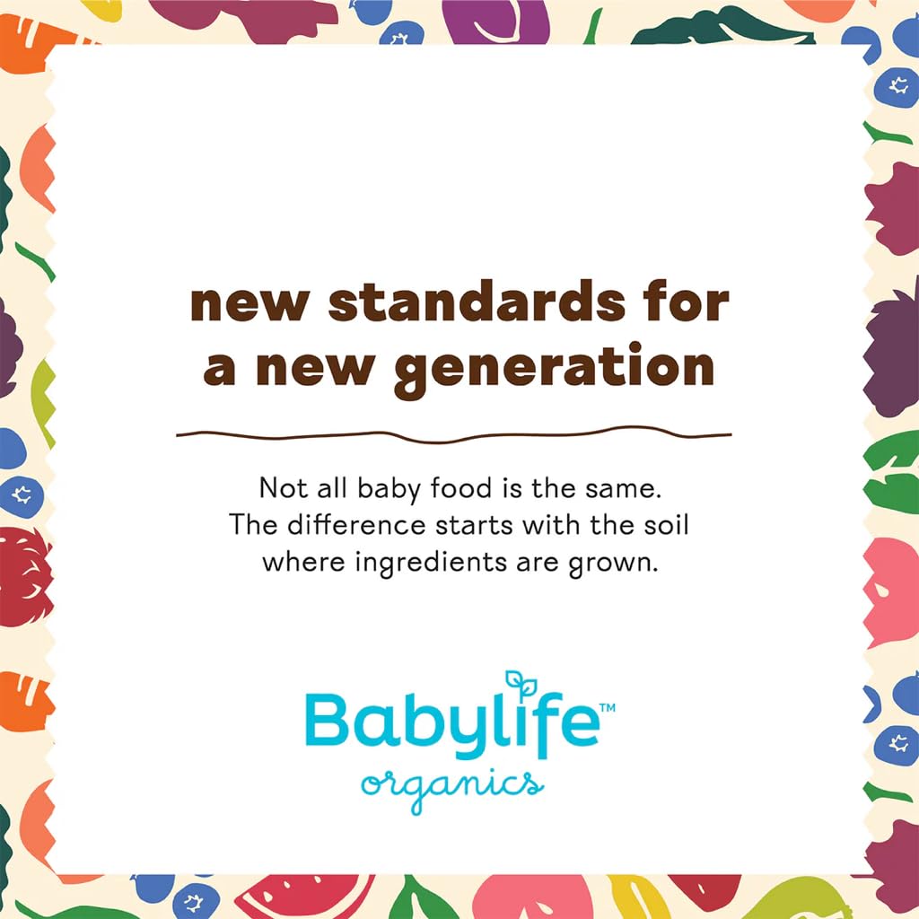 Babylife Organics Stage 2 - Carrot, Apple, Peach & Banana, 3.5 Ounce Pouch (6 Pack) - Heavy Metal Safe, Organic Baby Food