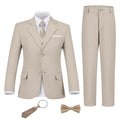 Boy Suit Slim Outfit 6 Piece Tux Jacket Vest Pants Light Champagne 18