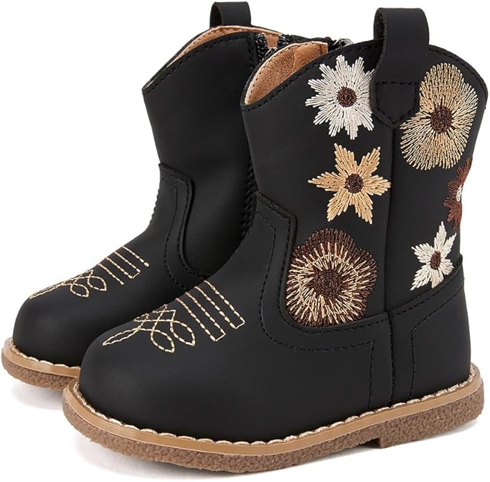 BMCiTYBM Baby Cowboy Cowgirl Boots Infant Western Shoes Boys Girls Round Toe Boots All Seasons 6-24 Months
