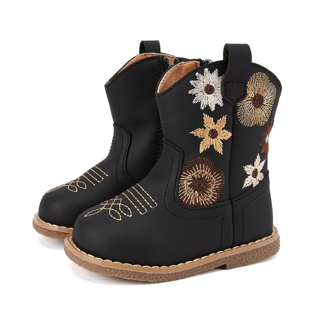 BMCiTYBM Baby Cowboy Boots Infant Cowgirl Western Shoes Black 12-18 Months