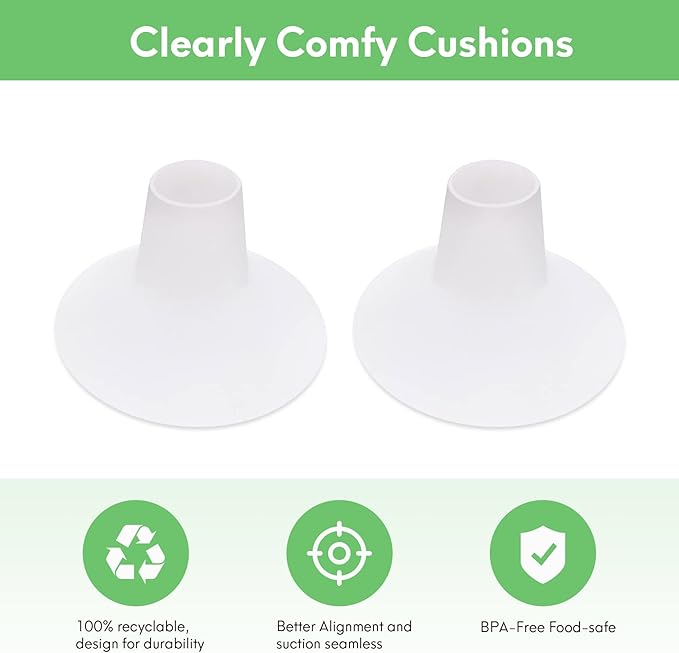 Mompmuri Breast Pump Cushion – L | Breast Pump Accessory, Sizing Insert for Flange Shields | Elastic Nipple Flange Inserts | Silicone Lacteck Pump Parts | Compatible with Flange Sizes 27-29mm (2 pc)
