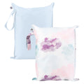 Tiny Twinkle Mess Proof Wet Bags | 2-Pack Reusable Waterproof Wet Bags for Swimsuits | Baby Clothes | Travel & Diaper Bag (Shine)