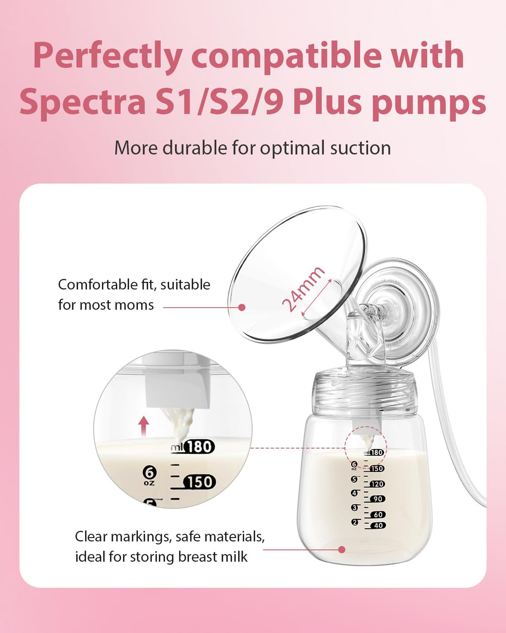BALIME Pump Parts Compatible with Spectra S1/S2/9 Plus, 2Pcs Duckbill Valves and 2Pcs 25mm Flange (Not Original Spectra Accessories)