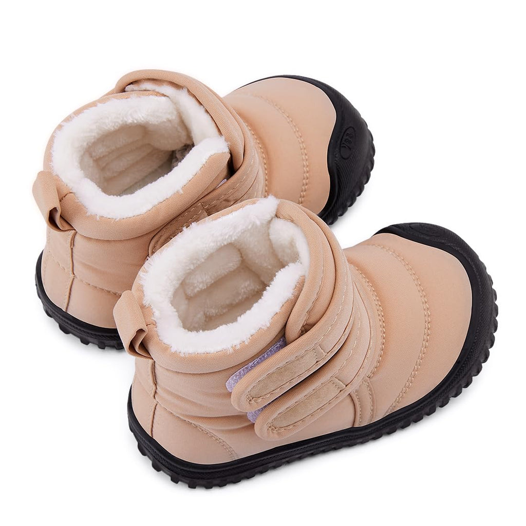 BMCiTYBM Baby Snow Boots Boys Girls Winter Infant Shoes Non Slip 6 9 12 18 24 Months Faux Fur Camel Size 6-12 Months Infant
