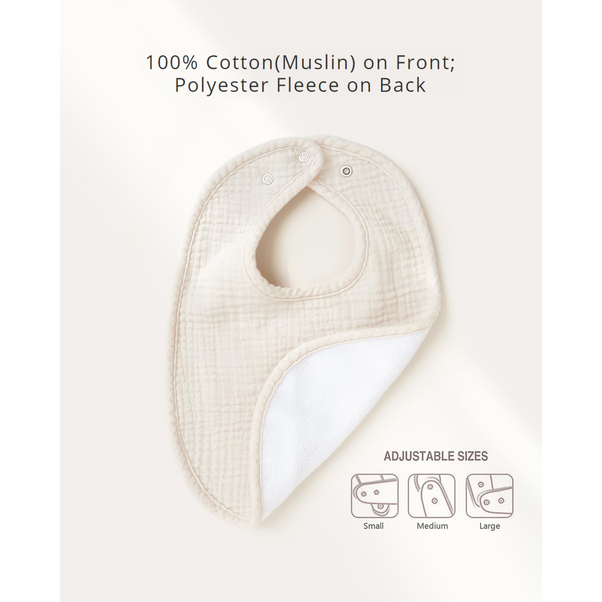 Konssy 6-Pack Muslin Cotton Baby Bibs for Drooling and Teething