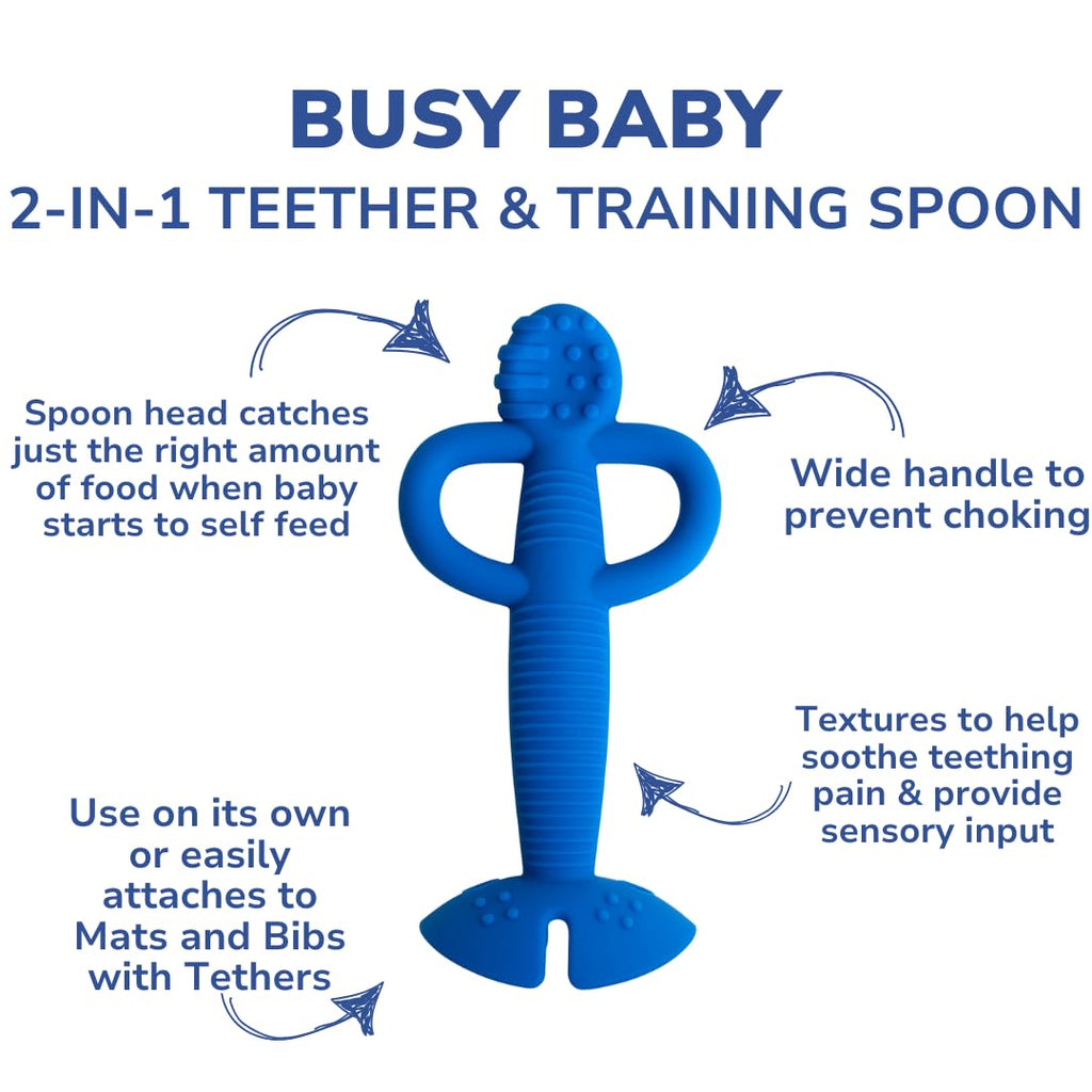 Busy Baby Teething Spoon is Dishwasher Safe in Food Grade Silicone (Tan)