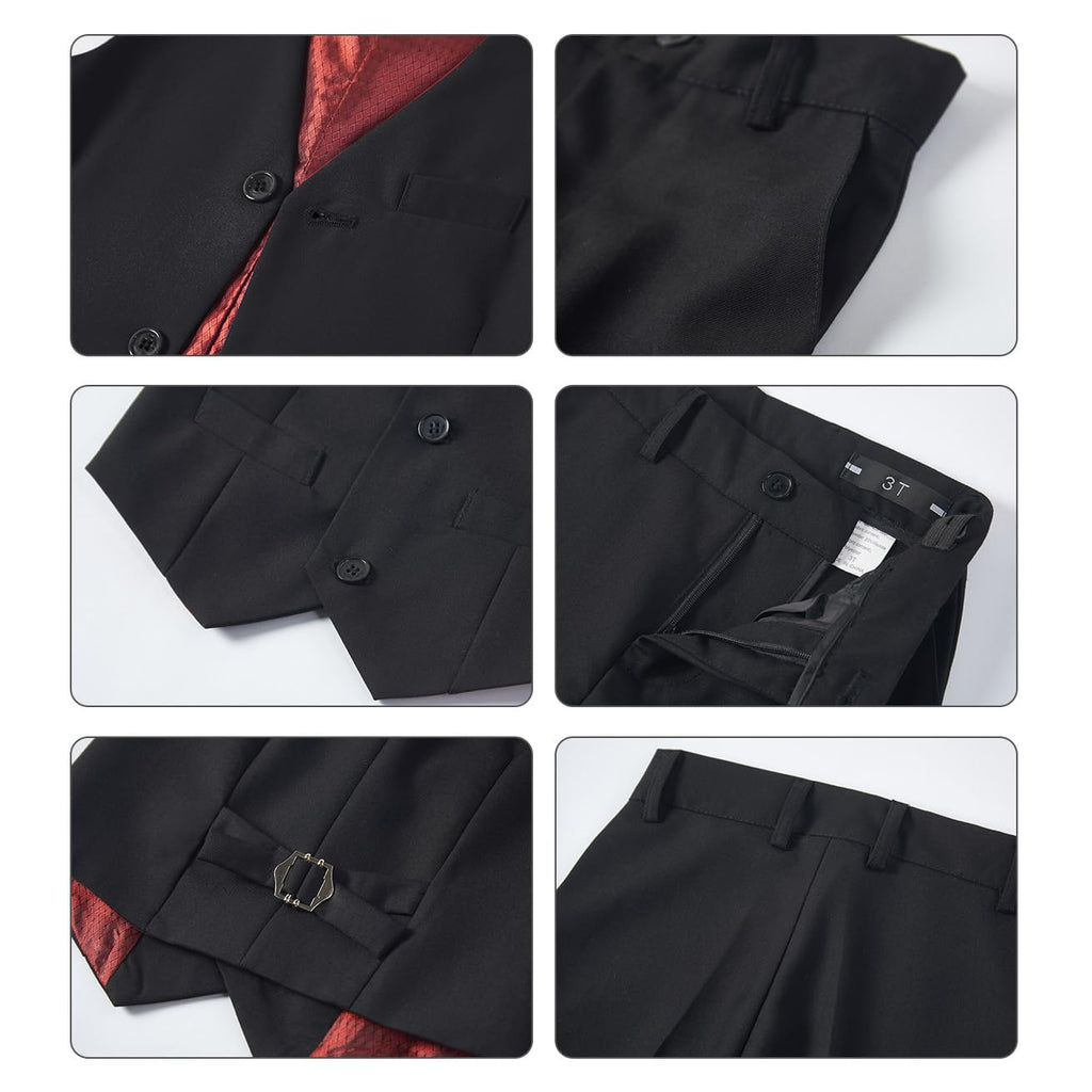 Lycody Boys Suit Vest Set Formal Dress Suits Wedding Outfit, Black, Size 16