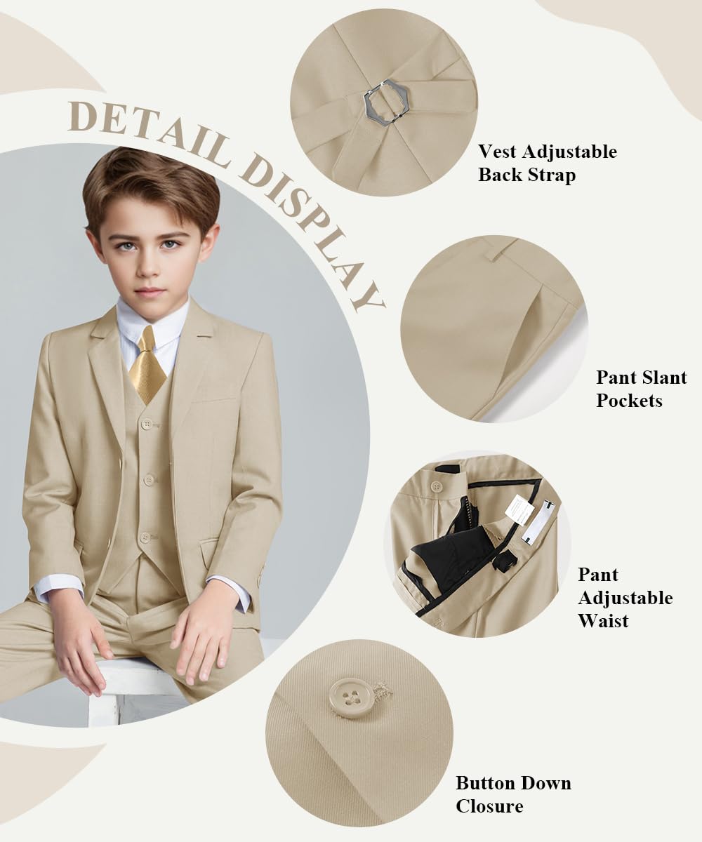 Boys Suits Ring Bearer Outfit Kids Suit Light Champagne for Boy Size 16