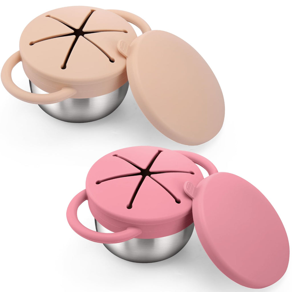 BUSOHA 2 Pack 9 oz Spill Proof Stainless Steel Toddler Snack Cups