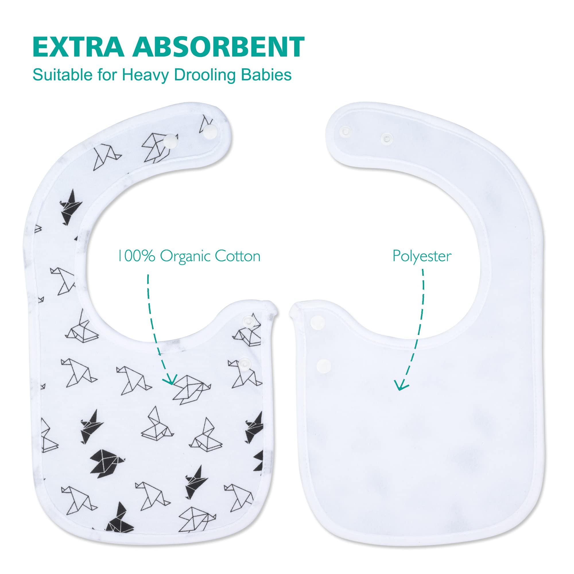 Benoxine Baby Bibs Soft and Absorbent Organic Cotton Bandana Bibs Set for Boys Girls Newborn Unisex Plain Colors 3-36 Months 12 Pcs