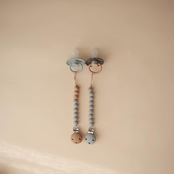 mushie 100% Silicone Baby Pacifier Clip BPA Free | Eva (Stone)