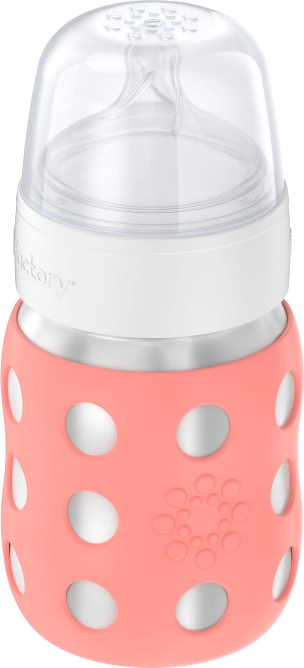 Lifefactory 8-Ounce Stainless-Steel Vacuum-Insulated Wide-Neck Baby Bottle with Stage 2 Nipple (3-6 Months) Cantaloupe (LS2211WCA4)