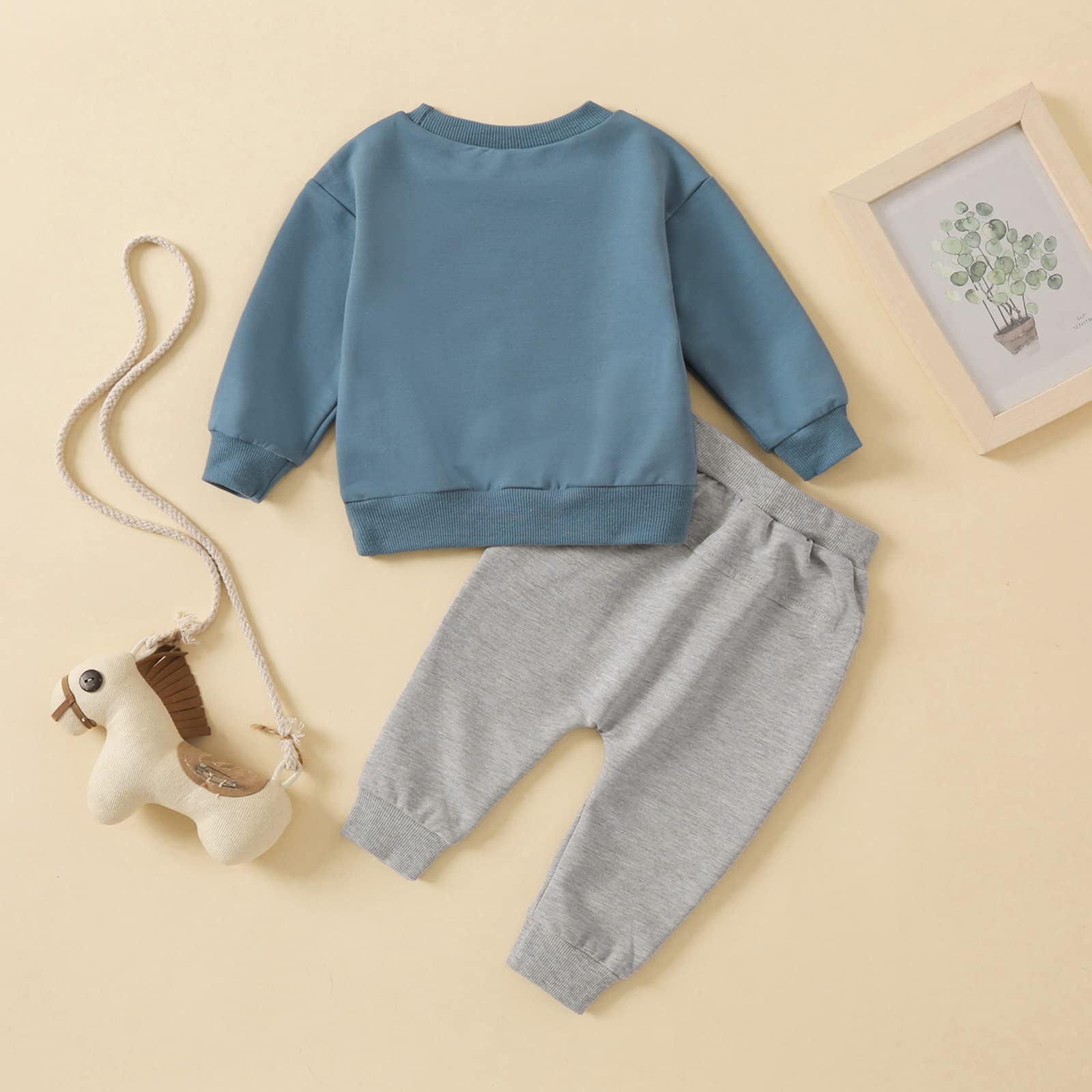 MA&BABY Toddler Baby Boy Clothes Solid Color Sweatshirt Jogger Pants Set