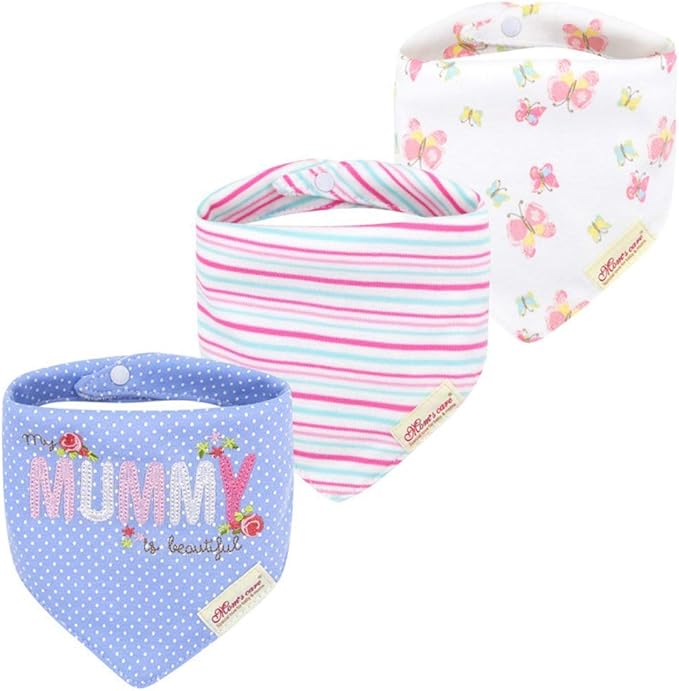 JN&LULU 3 Pack Newborn Baby Bibs Bandana Drool Bibs for Drooling Cotton Baby Gifts (Moon Star)