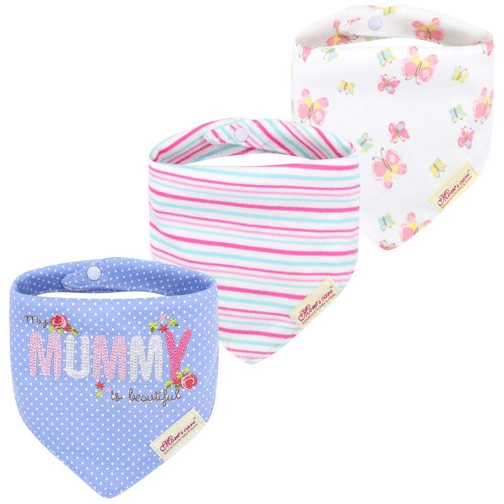 JN&LULU 3 Pack Newborn Baby Bibs Bandana Drool Bibs for Drooling Cotton Baby Gifts (Pink Rabbit)