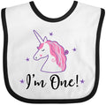 inktastic 1st Birthday Unicorn Baby Bib White and Black 2b4b8