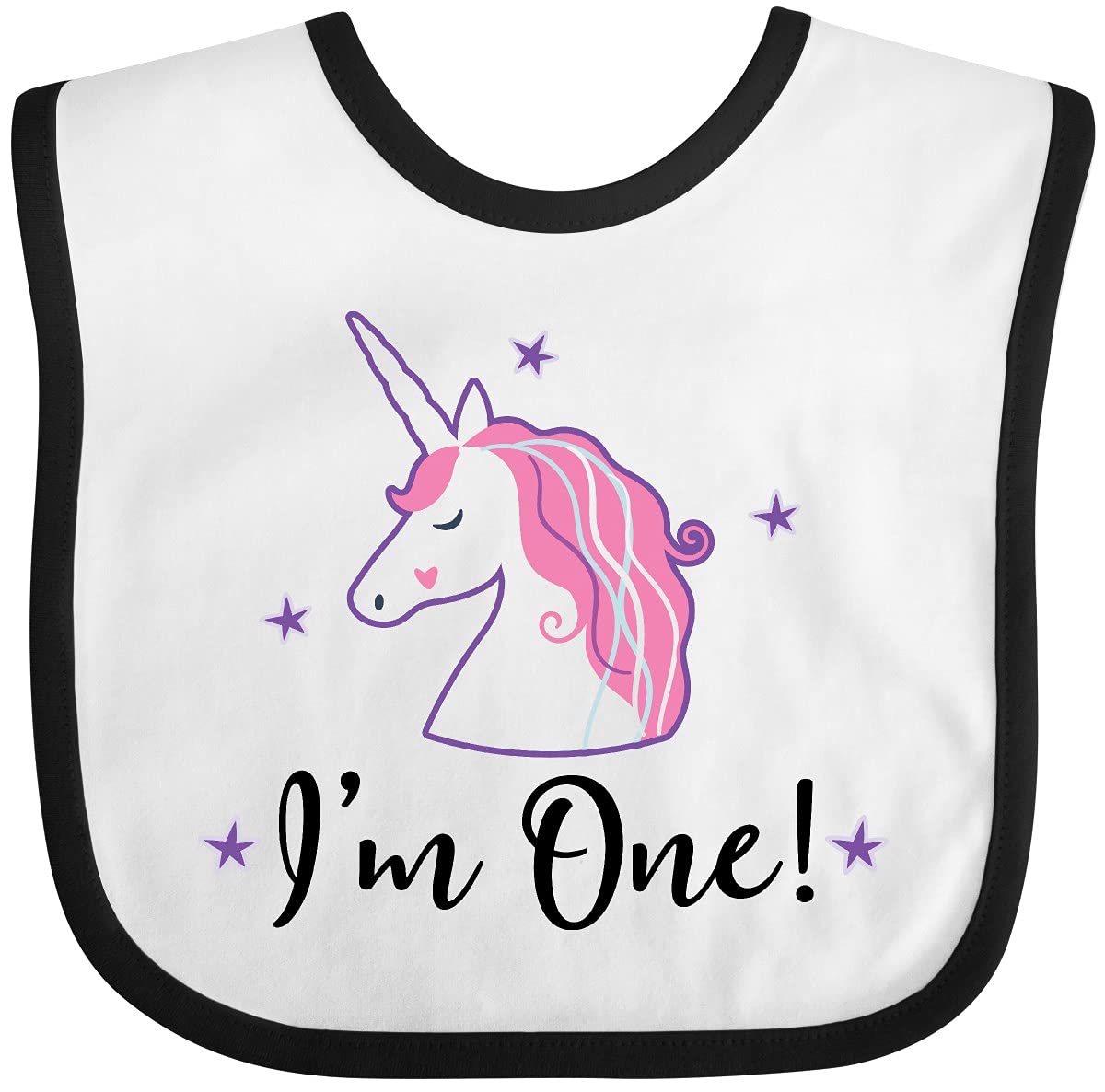 inktastic 1st Birthday Unicorn Baby Bib White and Black 2b4b8
