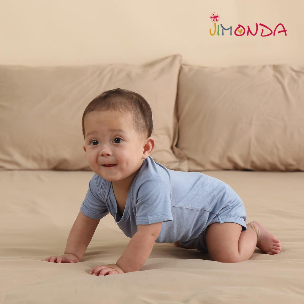 Jimonda Baby Bamboo Viscose Bodysuit Boy/Girl 2Pcs Rompers,Slate&Sage 18M