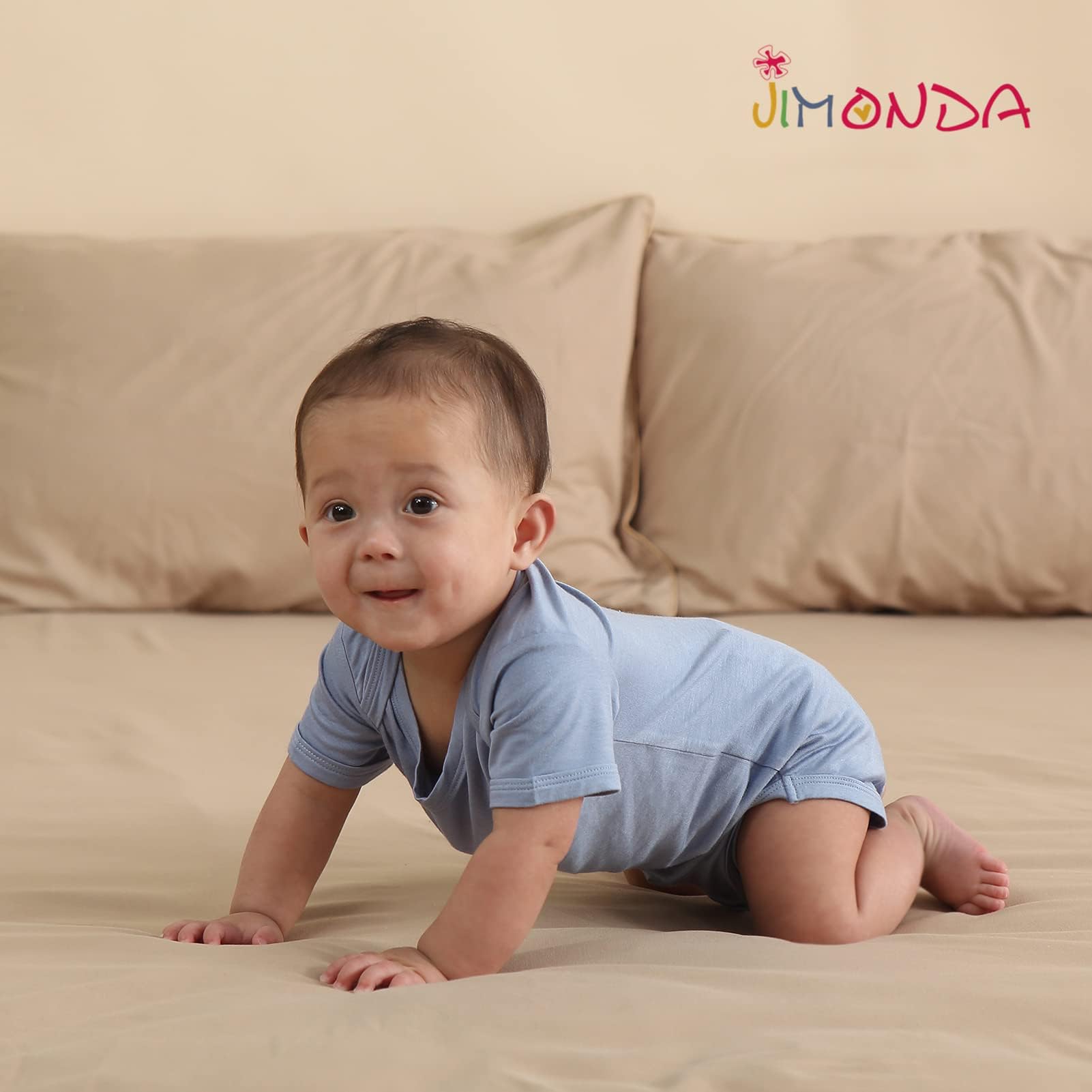 Jimonda Baby Bamboo Viscose Bodysuit Boy/Girl 2Pcs Rompers,Slate&Sage 18M