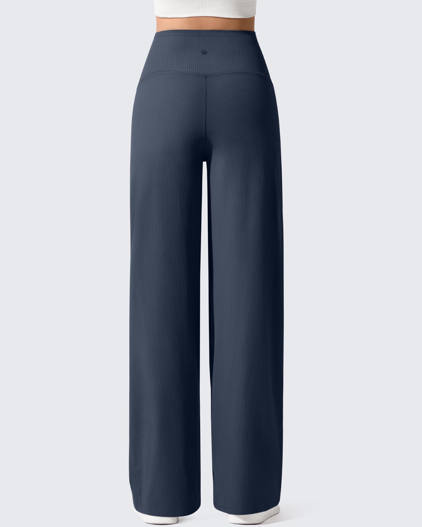 G4Free Maternity Wide Leg Pants Over The Belly Stretchy Lounge Comfy Pregnancy Casual Trousers with Pockets(Dark Navy,S,Regular)