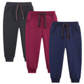 Funnymore Baby Boys Girls Fleece Joggers Sweatpants,3 Pack Fall Winter Pull On Jogger Pants Black/Navy/Burgundy 2t