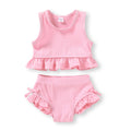 HAPPYMA Baby Swimsuit Toddler Girl Bathing Suit Summer Solid Color Bikini Set Beach Two Piece Swim Wear (Pink, 2-3T)