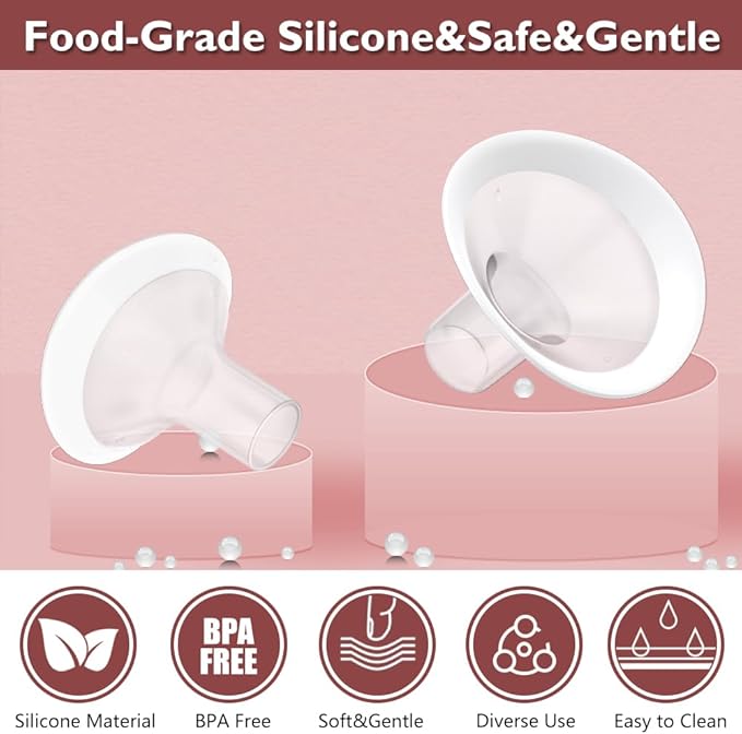 2pcs 17mm Soft Rim Flanges with 106 Degree Wider Opening Angle for Medela Breast Pump, PersonalFit, Freestyle, Maxflow, Freestyle Flex Swing Maxi Connector, Lansinoh Signature Pro
