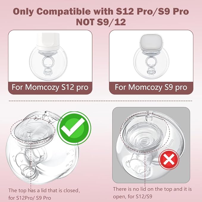Two Full Milk Collector Cup Sets with 21mm Flange Compatible with Momcozy S12 Pro/S9 Pro Breast Pump, NOT for S9/S12, Replacement Pump Parts with Duckbill Valve, Flange, Diaphragm, Linker, Collector
