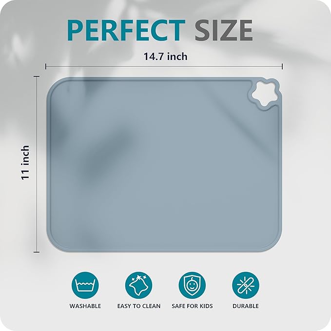 Cutebe Silicone Placemat for Toddles Kids Non-Slip Reusable Portable Kids Placemats for Dinning Table Heat Resistant Placemats, Baby Placemat Stain Resistant Silicone Mat for Dining Table 3 Pack